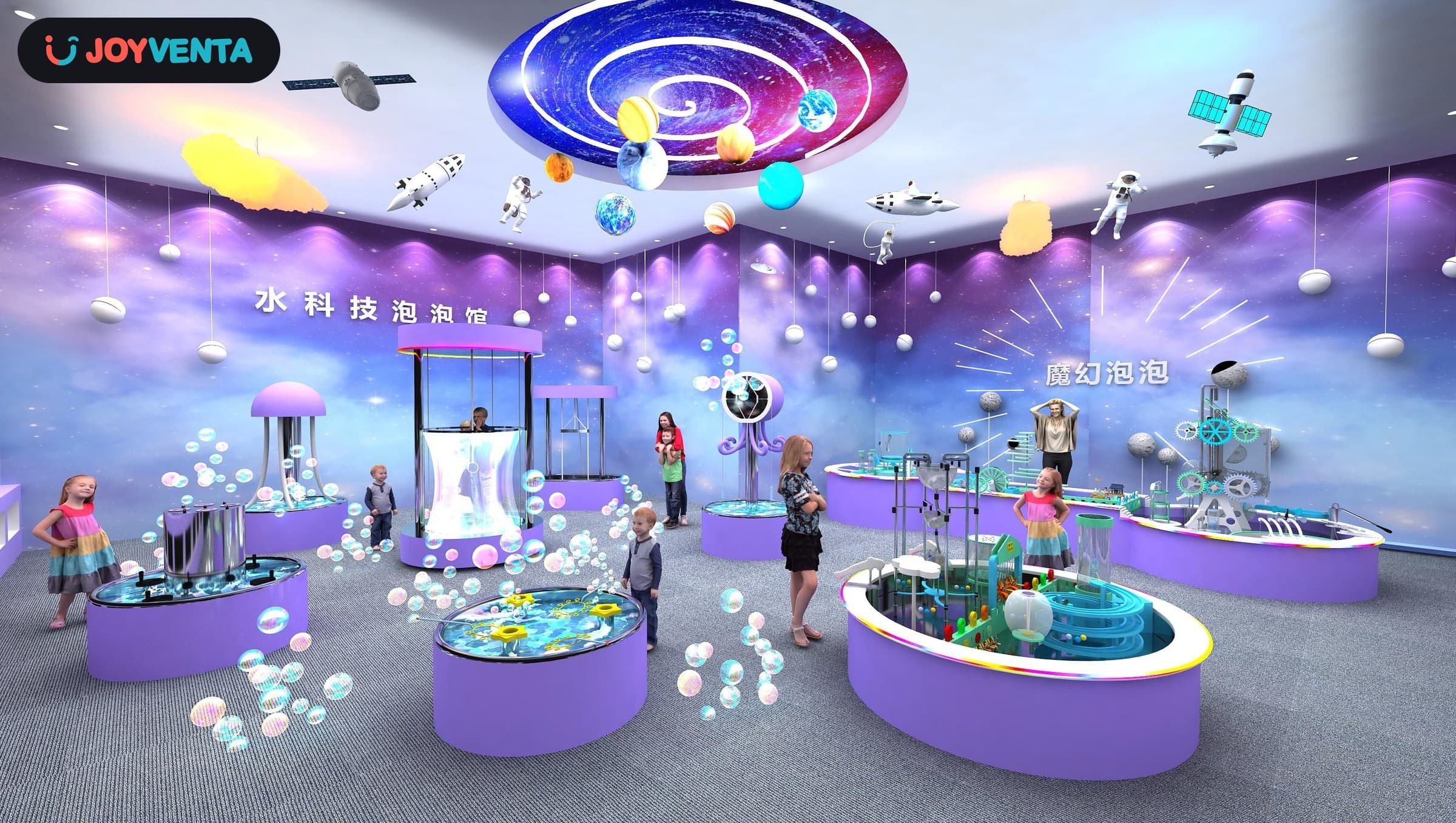 Théâtre de bulles violet