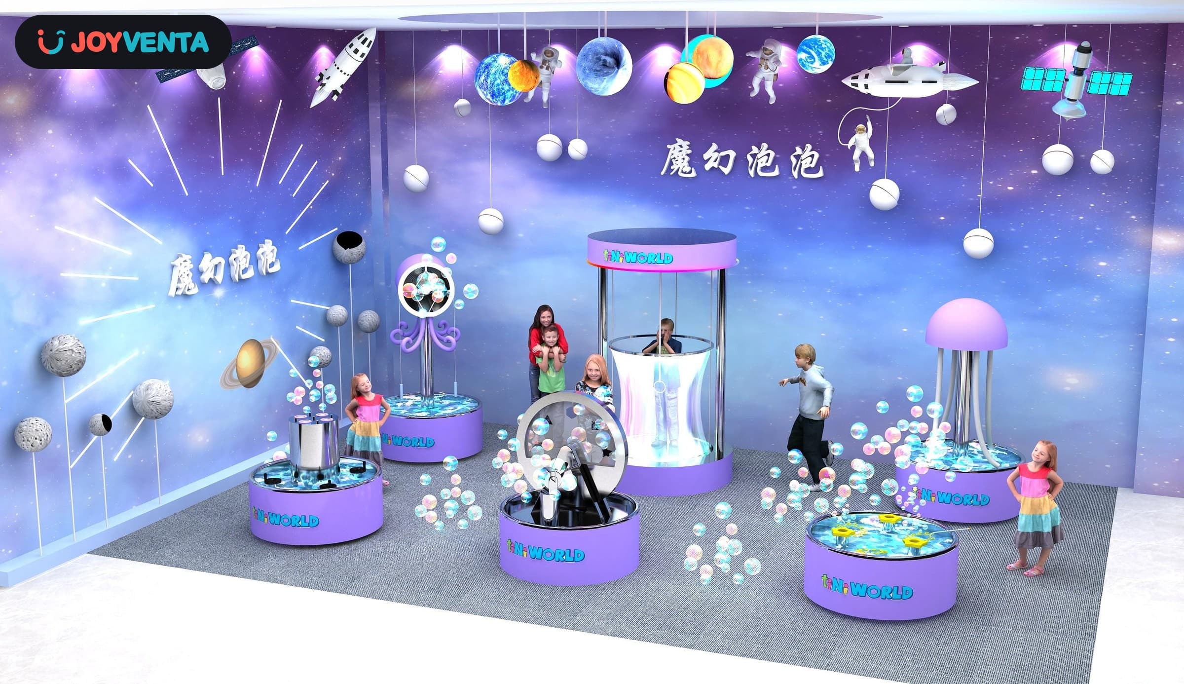 Théâtre de bulles violet